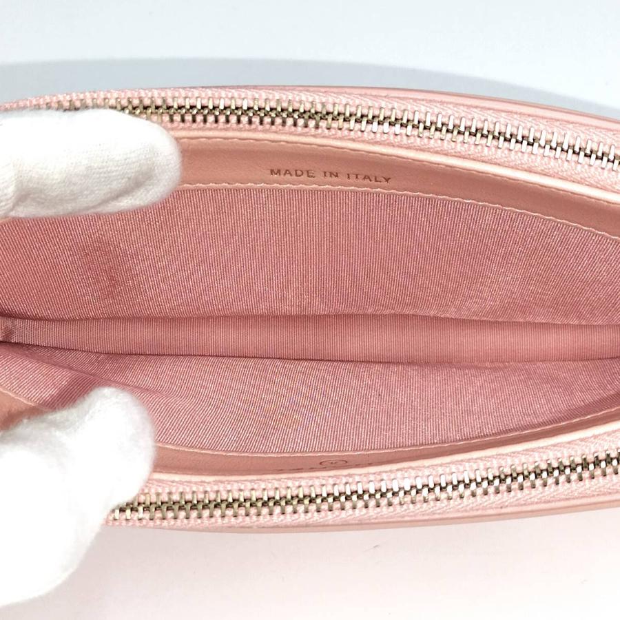 CHANEL チェーンウォレット CCフィリグリー ココマーク レザー ピンク A84450の画像