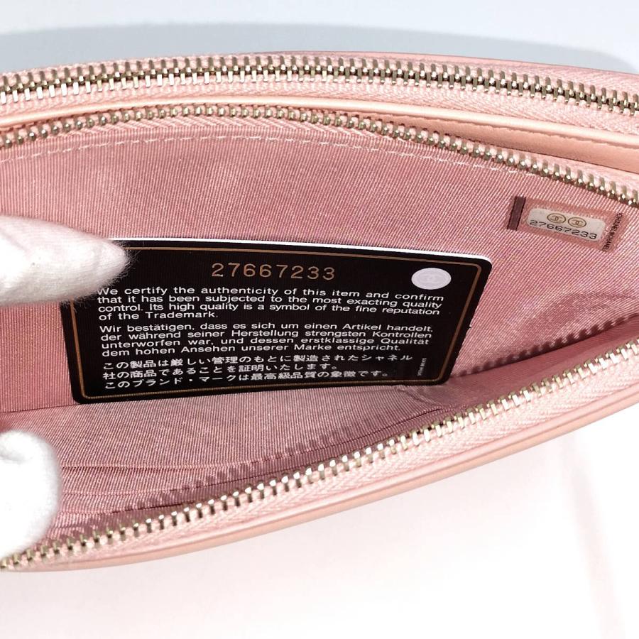 CHANEL チェーンウォレット CCフィリグリー ココマーク レザー ピンク A84450の画像
