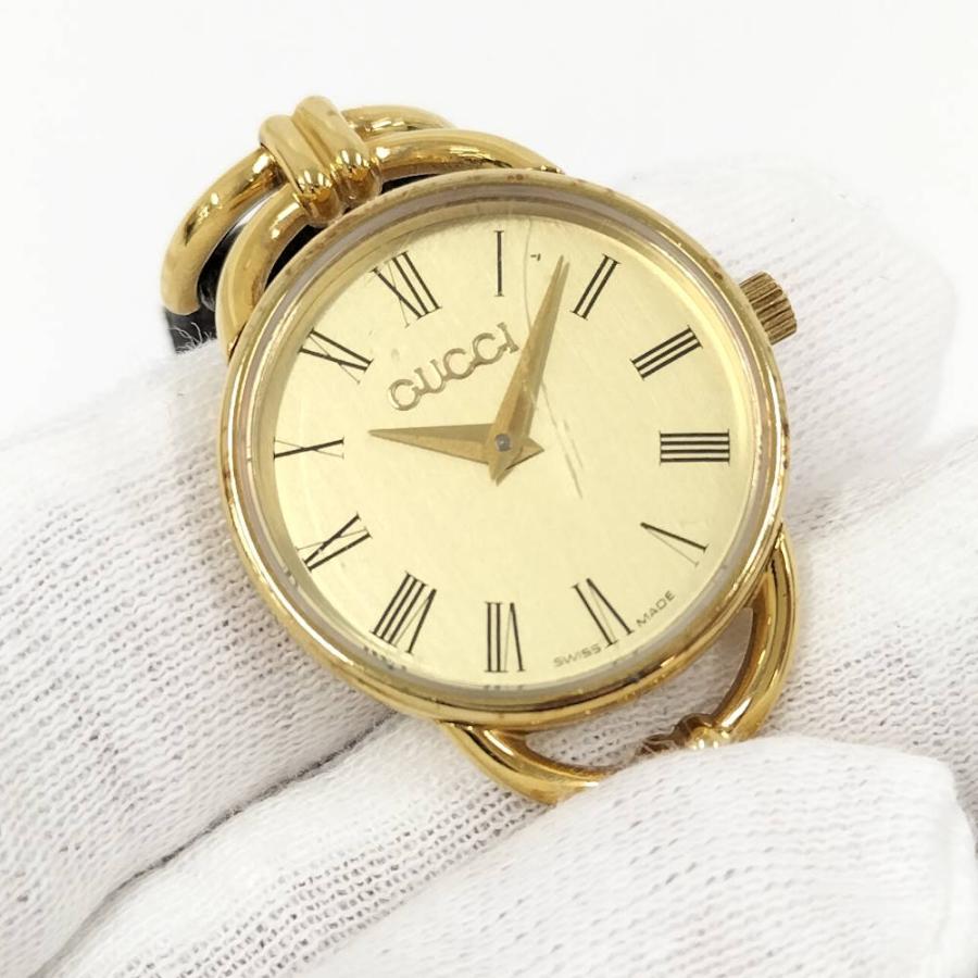 GUCCI グッチ 6000.2.L ゴールド文字盤 レディース腕時計　純正品 GUCCI（グッチ） ラウンド レディース 腕時計 クォーツ GP レザー