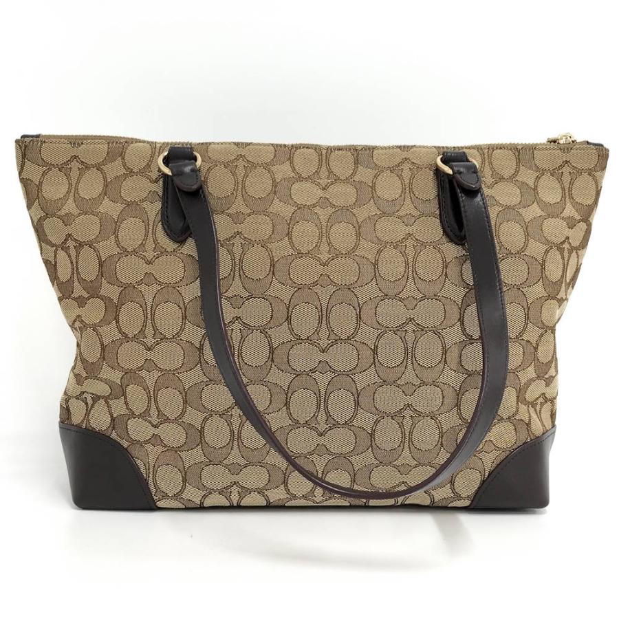 Coach シグネチャー ハンドバッグ ベージュ/ブラウン COACH（コーチ） トートバッグ シグネチャー レザー キャンバス