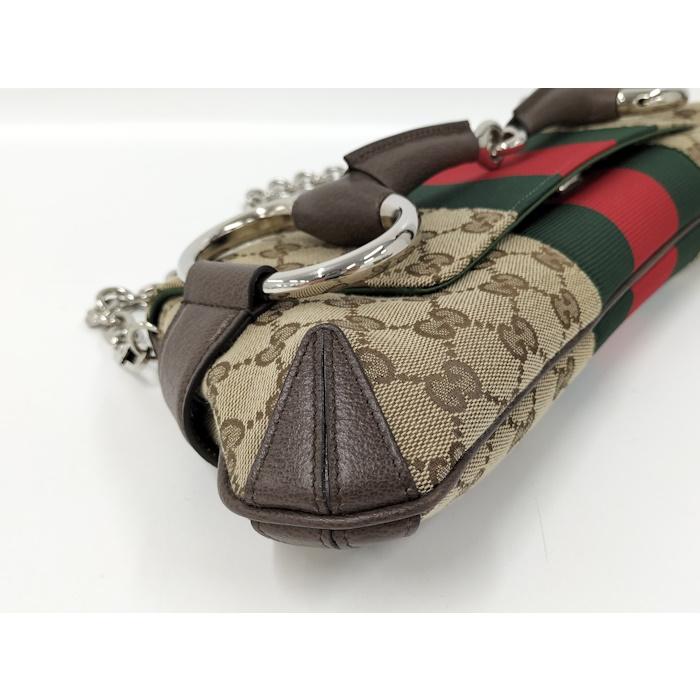 【極美品】GUCCI ショルダーバッグ GGキャンバス レザー ホースビット GUCCI（グッチ） ショルダーバッグ GGキャンバス ホースビット