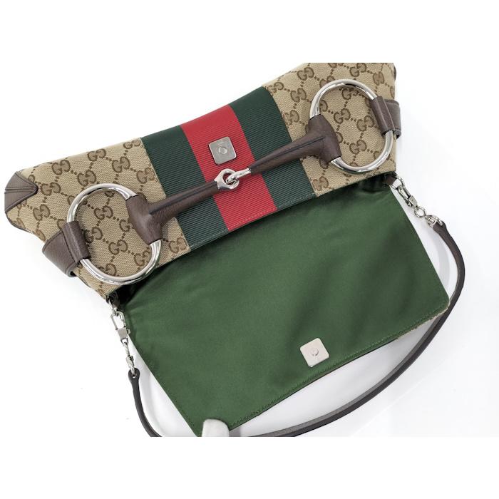 【極美品】GUCCI ショルダーバッグ GGキャンバス レザー ホースビット GUCCI（グッチ） ショルダーバッグ GGキャンバス ホースビット