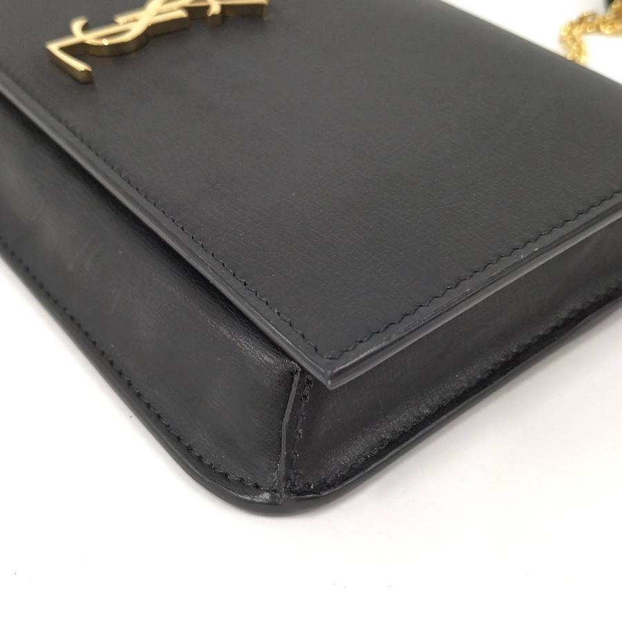 SAINT LAURENT フォンショルダーバッグ YSL レザー ブラック 635095