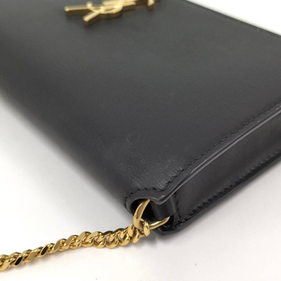 SAINT LAURENT フォンショルダーバッグ YSL レザー ブラック 635095