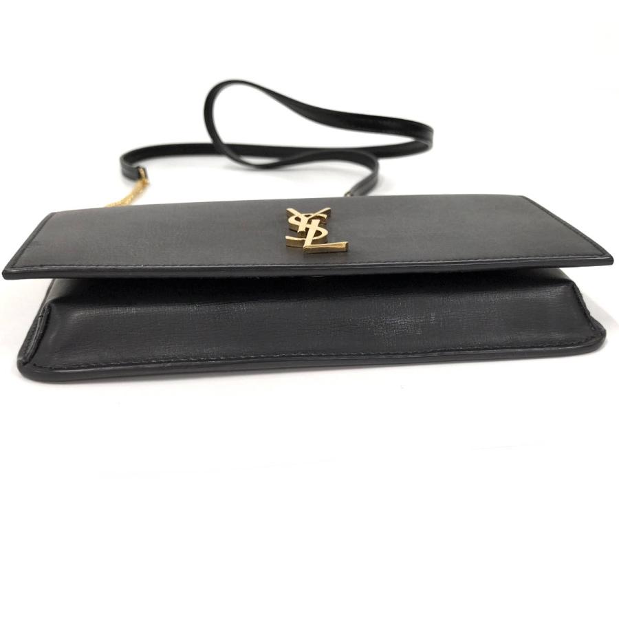 SAINT LAURENT フォンショルダーバッグ YSL レザー ブラック 635095