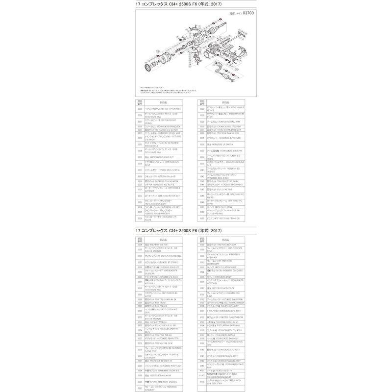 スピニングリールパーツ 17 コンプレックスCI4+ 2500S F6 リールパーツ 純正パーツ スプール組 パートNo 13CF3｜jjhouse｜02