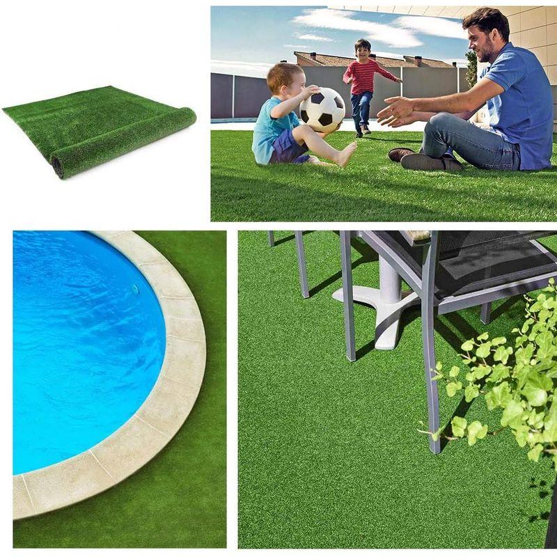 HBedding リアル人工芝 ロール マット芝丈10mm (幅1m×長さ7m) 耐久性強い 4種のMIX葉 (多サイズ選択可） ナチュラ