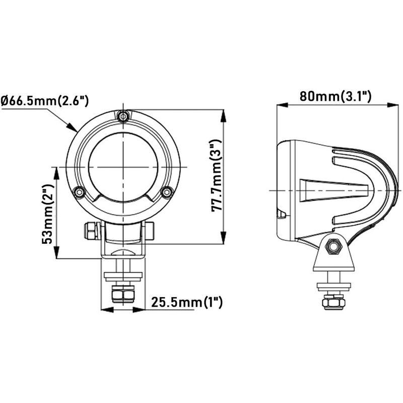 カー用品 ミニサイズ LEDワークライト 丸形 バイク補助灯 10W 6000K フォグランプ オートバイ 自転車 スポット型 狭角 ノイズ｜jjhouse｜04