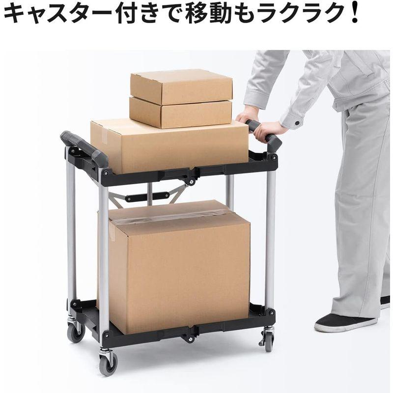 ツールワゴン イーサプライ ファイルワゴン キャスター付 2段 折りたたみ 総耐荷重50kg 4輪 軽量 EZ1-CART013｜jjhouse｜02