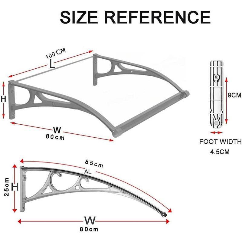 家具・インテリア Bunny Ears ひさし屋根 後付け, 玄関 雨よけ 庇 アルミブラケット付き 80x100cm ポリカーボネート ベランダ 遮光 屋根｜jjhouse｜03