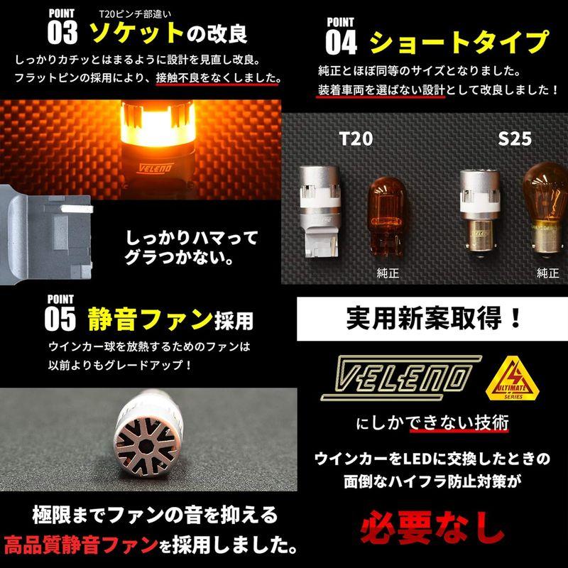 T20 実測値 1300lm VELENO LED ウインカー 調整可能 アンバー ハイフラ防止 抵抗内蔵 冷却ファン搭載 ステルスバルブ｜jjhouse｜07