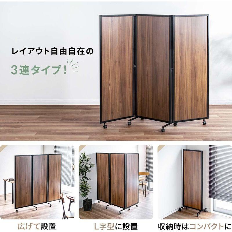 サンワダイレクト パーティション 3連 360°回転 幅180cm×高さ160cm 半透明 折りたたみ式 キャスター 100-SPT020W｜jjhouse｜03