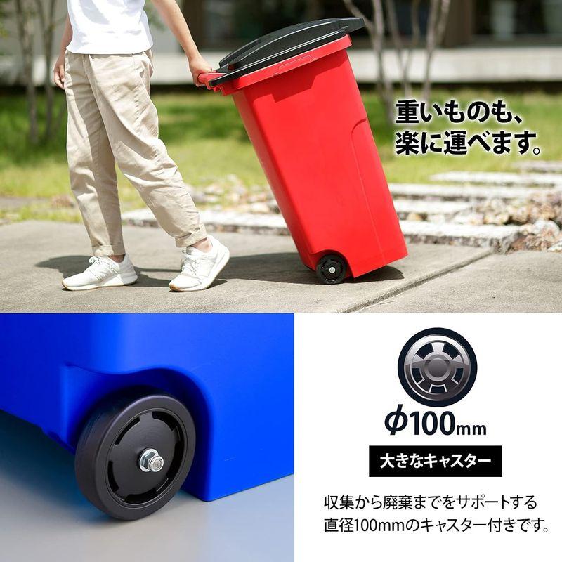 フタ付きゴミ箱 ブルー 家庭用品 リス 大型 ゴミ箱 キャスターペール 90L 2輪 排水栓付き 日本製 90C2｜jjhouse｜05