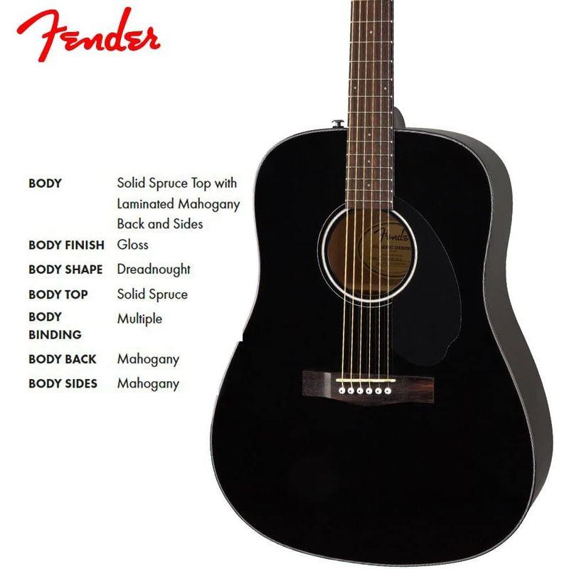 Fender アコースティックギター CD-60S Dreadnought, Walnut Fingerboard, Black ソフトケー｜jjhouse｜02