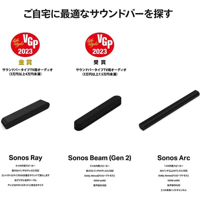 Sonos ソノス Ray レイ Soundbar オールインワン サウンドバー 圧倒的なサウンドを体験 wifi Airplay2 対応｜jjhouse｜02