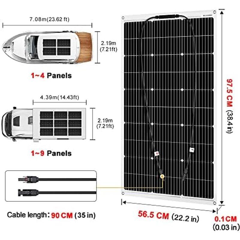 DOKIO ソーラーパネル 400W フレキシブル 単結晶 4枚*100W 18v ポータブル電源や12Ｖバッテり適用 自作のソーラー発電に｜jjhouse｜09