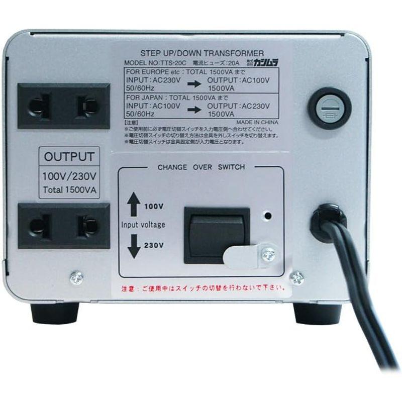 カシムラ 海外国内用 変圧器 AC 220V ~ 240V / 1500W 本体電源プラグ Aプラグ, 出力コンセント A ・ C 兼用タイ｜jjhouse｜03