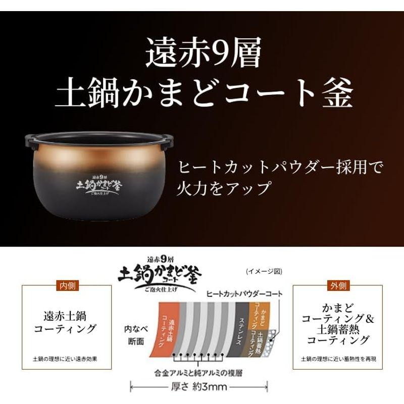 タイガー魔法瓶(TIGER) 炊飯器 5.5合 圧力IH式 ご泡火炊き 土鍋かまどコート釜 ブラック JPI-S10NK｜jjhouse｜05