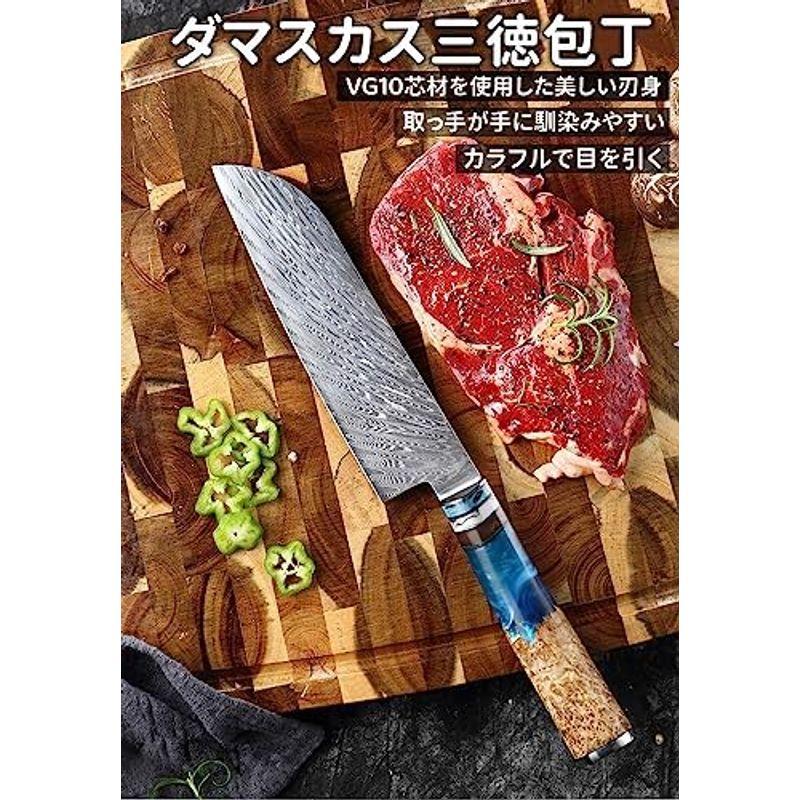 VGTEN 菜切り包丁 中華包丁 刃渡り160ｍｍ V金10号 67層ダマスカス鋼 おしゃれな持ち手 洗いやすい かぼちゃ 大根など 野菜の｜jjhouse｜14