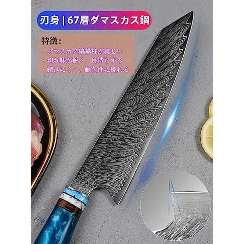 VGTEN 菜切り包丁 中華包丁 刃渡り160ｍｍ V金10号 67層ダマスカス鋼 おしゃれな持ち手 洗いやすい かぼちゃ 大根など 野菜の｜jjhouse｜08