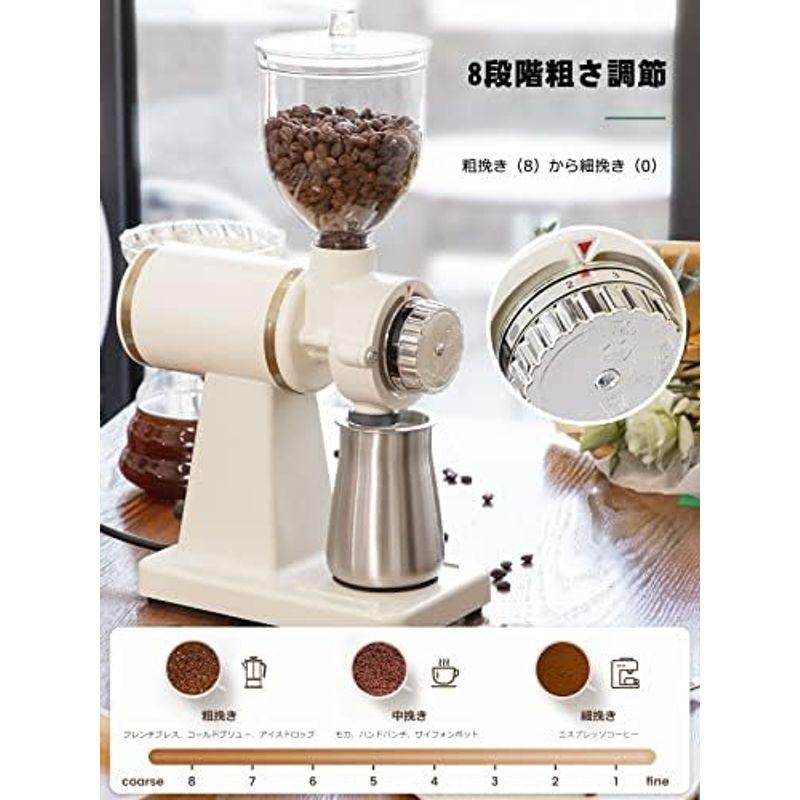 Huanyu コーヒーミル 電動 コーヒーグラインダー 粒度8段調整 Huanyu コーヒーミル 電動 コーヒーグラインダー 粒度8段調整