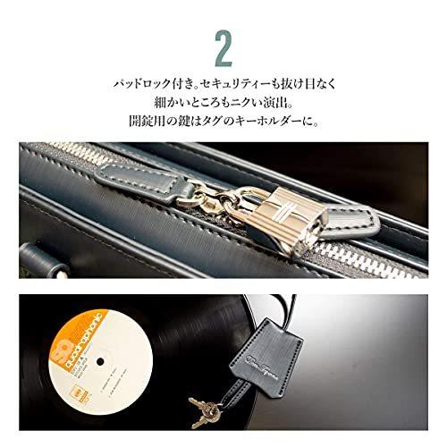 [Dom Teporna] 2way ビジネスバッグ 牛革 バイナルレザー 肩掛け ショルダー 自立 底鋲付き 撥水性 ネイビー 