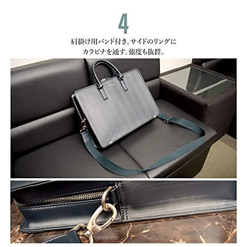 [Dom Teporna] 2way ビジネスバッグ 牛革 バイナルレザー 肩掛け ショルダー 自立 底鋲付き 撥水性 ネイビー 