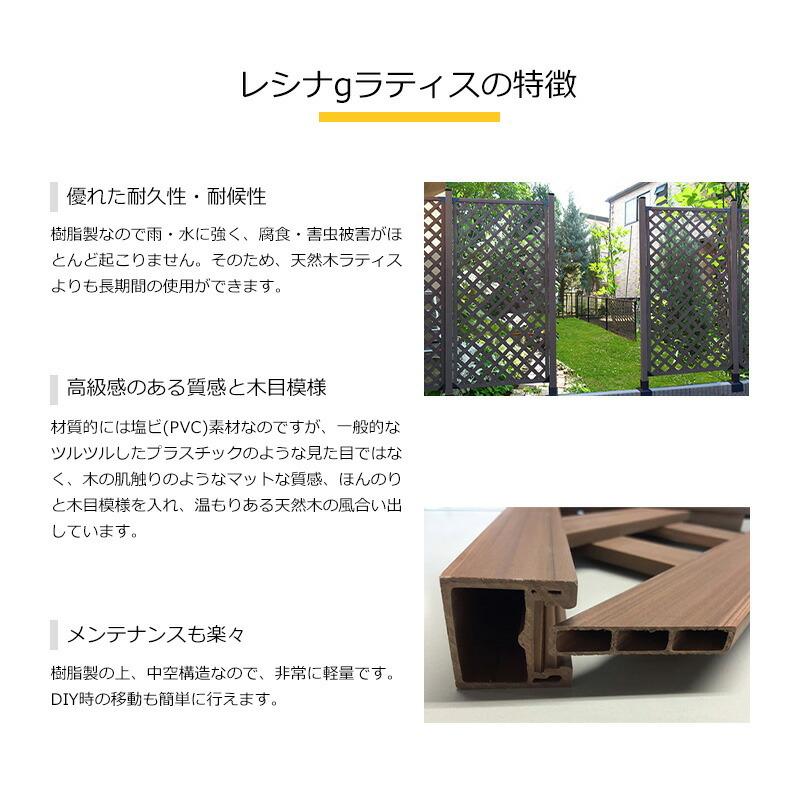 ラティス フェンス レシナg ウッドプララティス1290 ウォルナット 1200×900mm diy 外構  樹脂 プラスチック 目隠し ガーデニング｜jjprohome1｜03