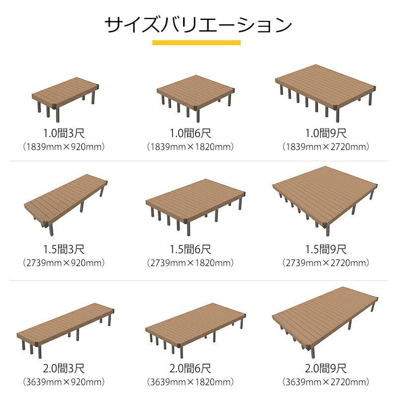 人工木 ウッドデッキ 2.0間9尺オープン　固定束／調整束 ダークブラウン／モカ JJ-WOOD II／ デッキ バルコニー DIY おしゃれ 【代引き不可】｜jjprohome1｜08