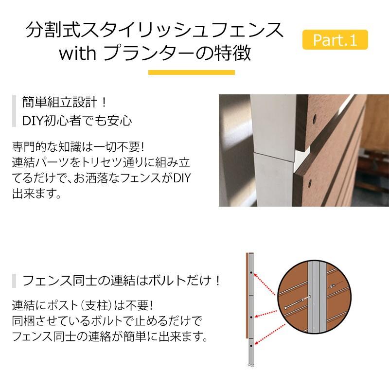 目隠しフェンス ガーデンフェンス  人工木 分割型 スタイリッシュフェンス1800&times;800 with プランター 選べる2タイプ（フラット／アーバン） ブラウン