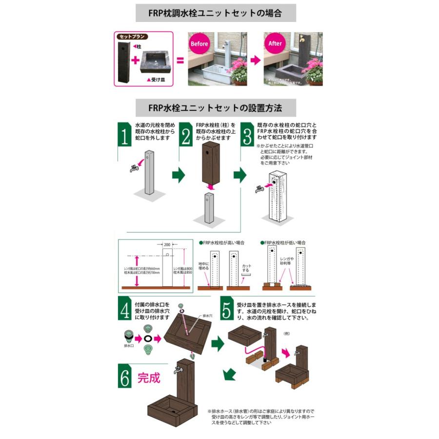 水栓 水栓柱 立水栓 FRP 水栓柱カバー 枕木調 or ブリック調（レンガ調） 水周り diy｜jjprohome1｜05