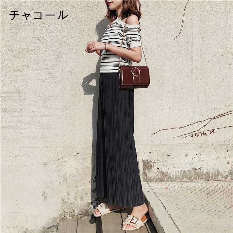 ワイドパンツ ガウチョパンツ 涼しい レディース プリーツ シフォン 