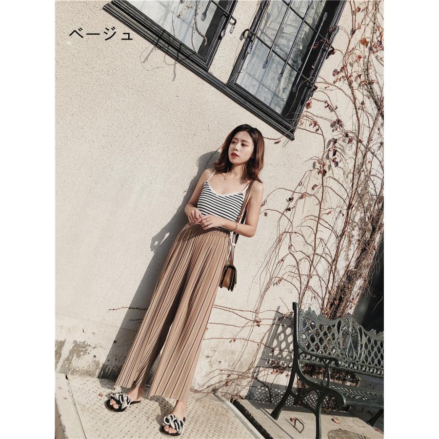 ワイドパンツ ガウチョパンツ 涼しい レディース プリーツ シフォン 