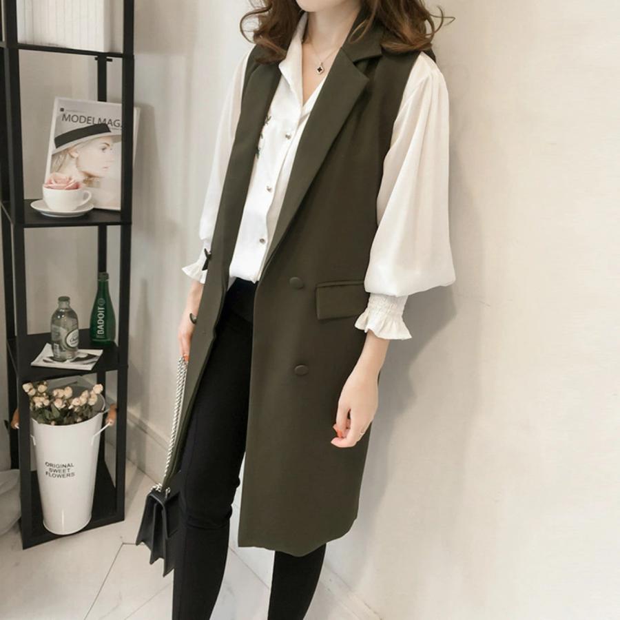 ジレ レディース ロングジレ ロングベスト レディース 春 秋 アウター