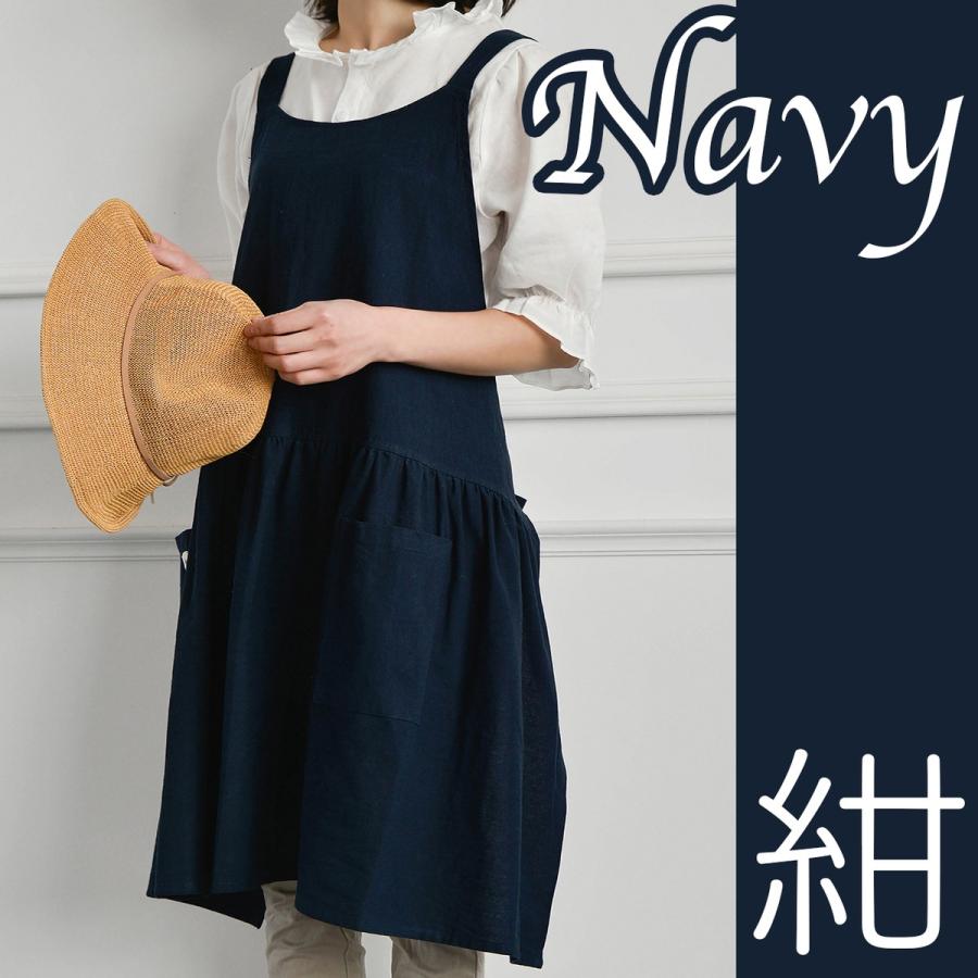 ドレスエプロン ワンピースエプロン カフェ ユニフォーム 花屋 リネン 綿 ポケット付き レディース シンプルエプロン 1912 002 Jkストア 通販 Yahoo ショッピング