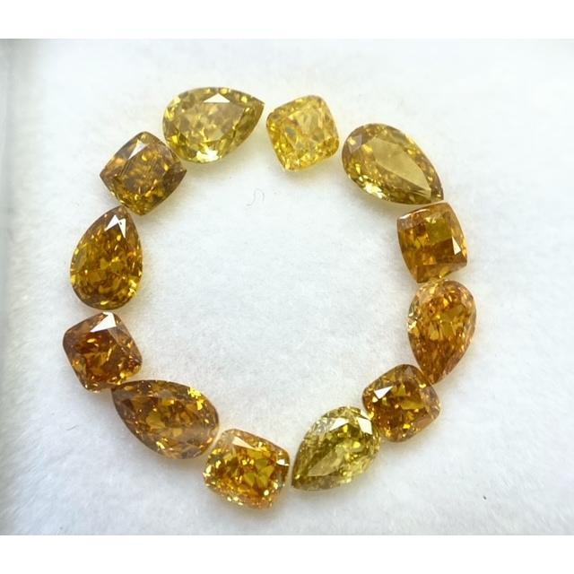 Total 1.195ct イエロー、グリーン、ブラウン系　ファンシーシェイプ　天然ダイヤモンドルース　12ピースロット_2