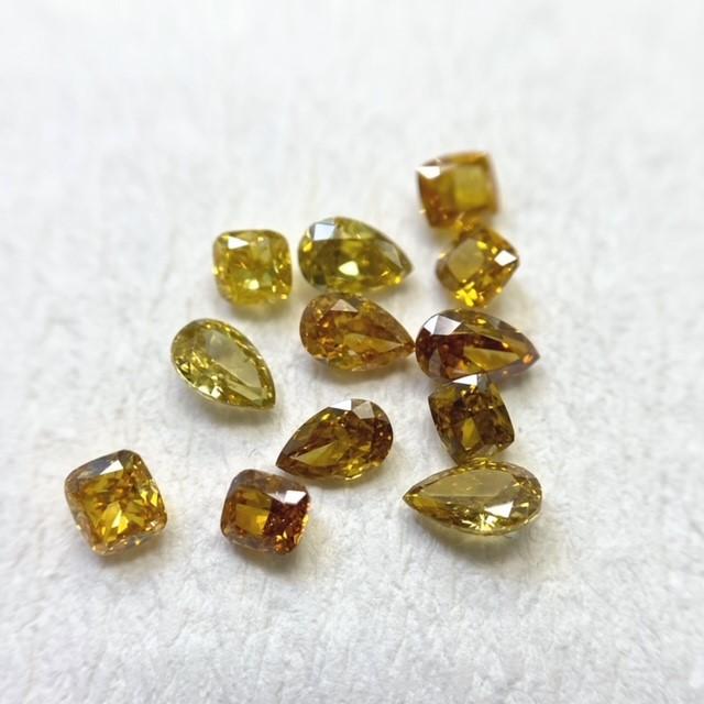 Total 1.195ct イエロー、グリーン、ブラウン系　ファンシーシェイプ　天然ダイヤモンドルース　12ピースロット_3