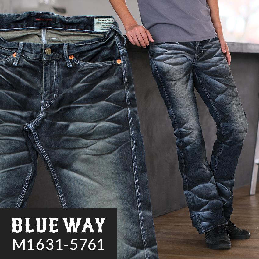 BLUEWAY ブーツカット ジーンズ エンジニアフレアカット ビンテージデニム(ブラックシェーバー):M1631-5761 ブーツカット