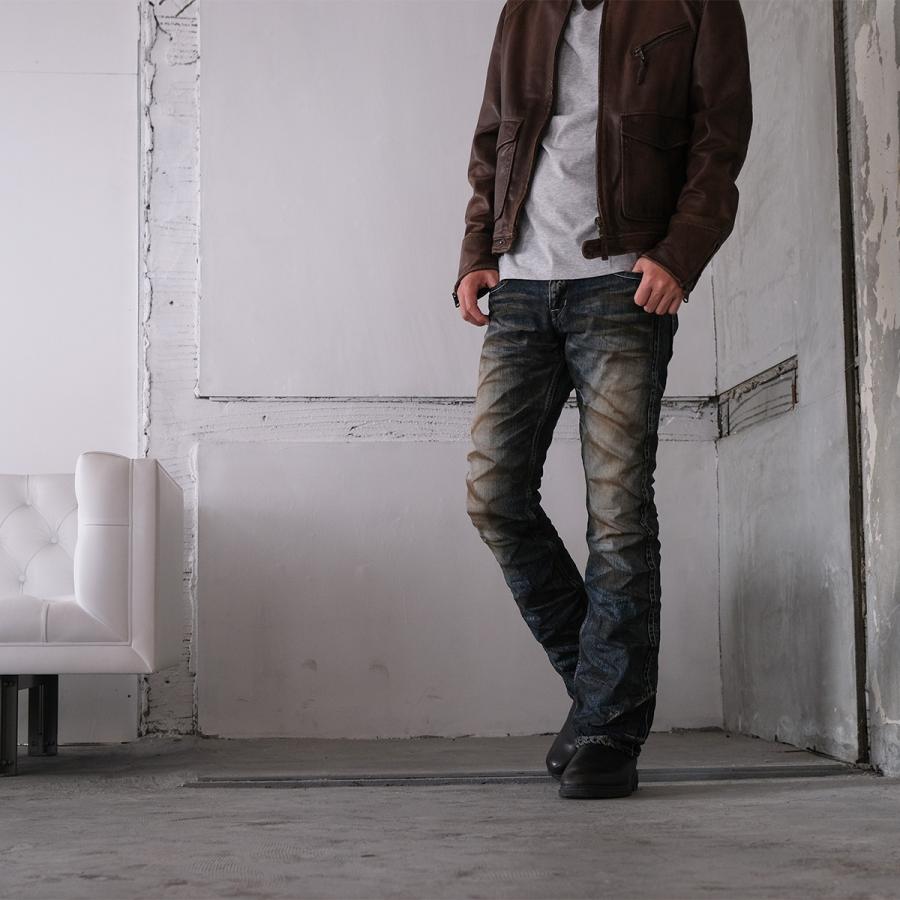 ★BLUE WAY フェードブラック ローライズ グランジ ブーツカット jkura_blueway-m1631-5761