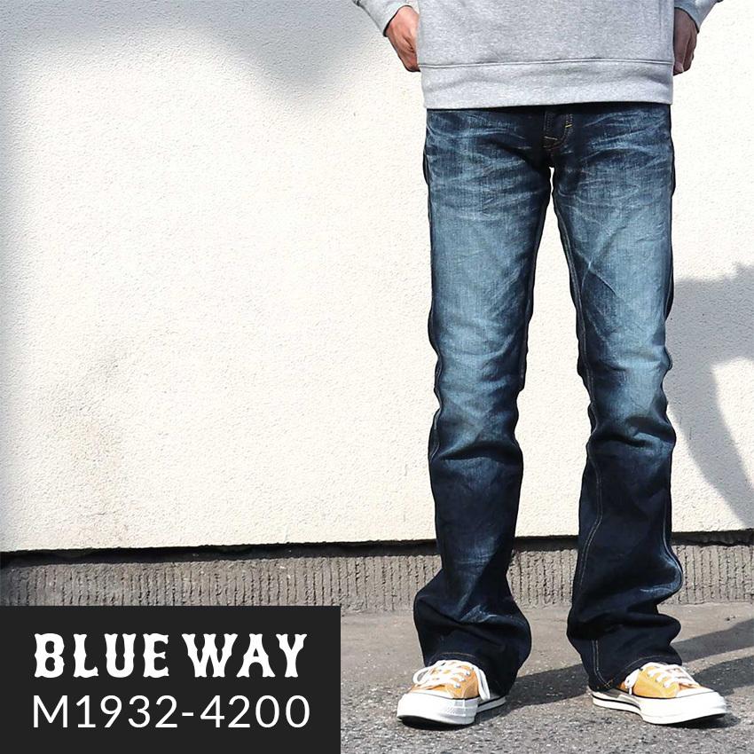 BLUEWAY ブーツカットジーンズ ストレッチデニム（ユーズド：インディゴ）:M1932-4200｜jkura