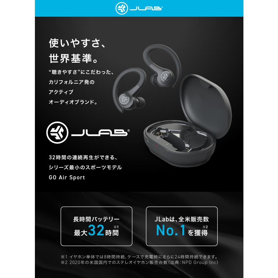 ランニング イヤホン ワイヤレスイヤホン Bluetooth 耳掛け 防水 iPhone スポーツ  JLab ジェイラブ Go Air Sport マイク付き｜jlab-japan｜12