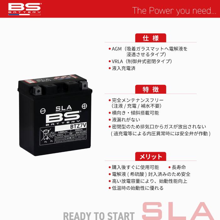 BSバッテリー BTZ7V BS BATTERY SLA バイク バッテリー メンテナンス