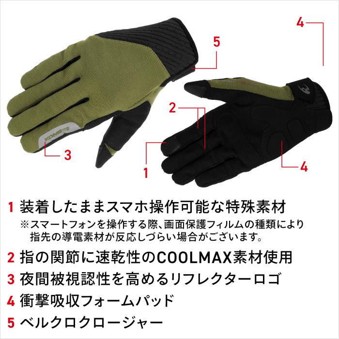 コミネ（Komine） グローブ GK-1853 ストレッチメッシュグローブ