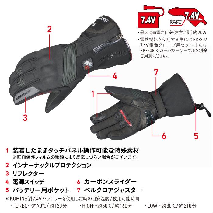 電源別売り】電熱グローブ コミネ GK-804 エレクトリックヒート  