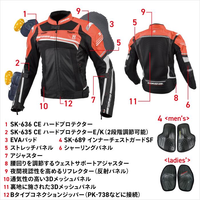 コミネ JK-130 Rスペックメッシュジャケット KOMINE 07-130 バイク 