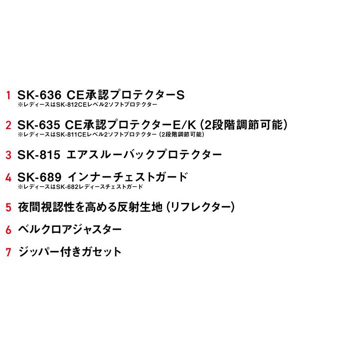 コミネ JK-140 プロテクトフルメッシュジャケット KOMINE 07-140 バイクジャケット 春夏 CE規格パッド付 涼しい_8