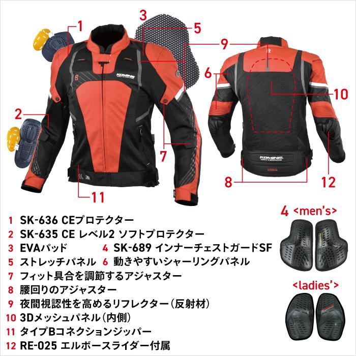コミネ JK-151 R-スペックプロテクトメッシュジャケット KOMINE コミネ JK-151 R-スペックプロテクトメッシュジャケット KOMINE