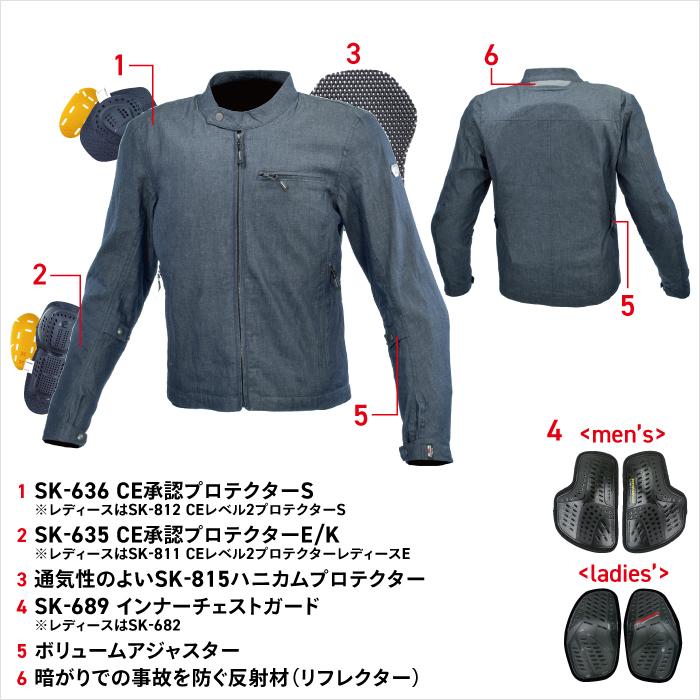 コミネ（Komine） ジャケット JK-160 大きいサイズ 5XLB プロテクト
