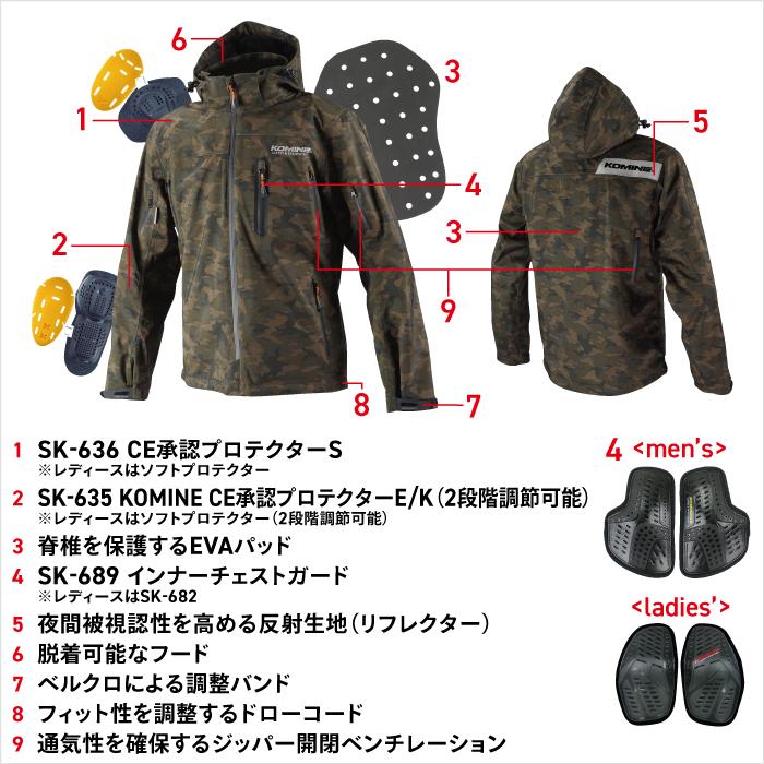 コミネ ジャケット JK-555 WPプロテクション3Lパーカ KOMINE 07 コミネ ジャケット JK-555 WPプロテクション3Lパーカ KOMINE 07