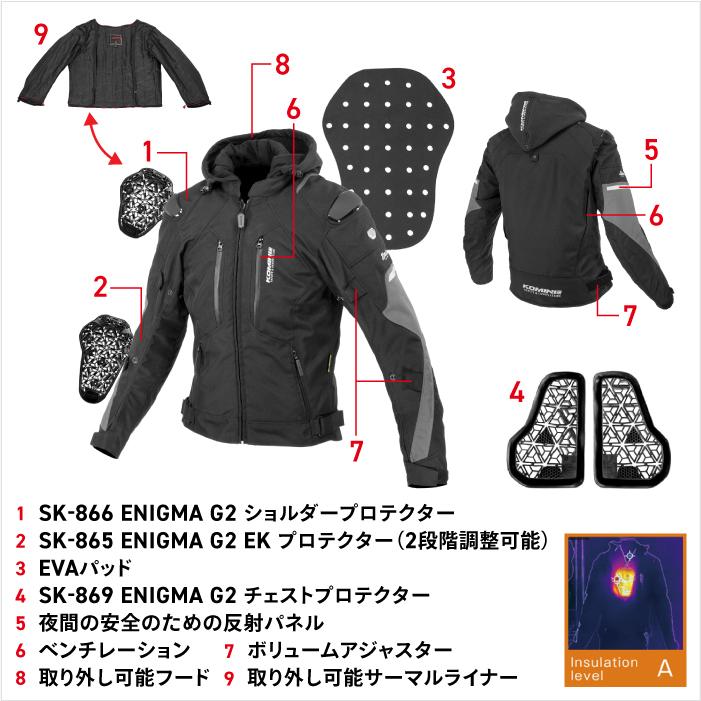コミネ（Komine） ジャケット JK-636 大きいサイズ 5XLB エニグマG2